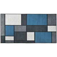 HOMCOM Modern Geometric Rugs, Large Carpet Area Rugs for Living Room, Bedroom, Dining Room, 80x150 cm, Blue and Grey(m-1)