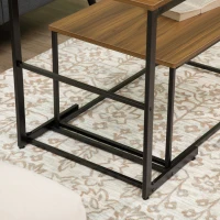 HOMCOM Tavolo da Caffè Set 2 Pezzi Annidati in MDF e Acciaio per Soggiorno e Camera da Letto, Nero e Noce(m-9)