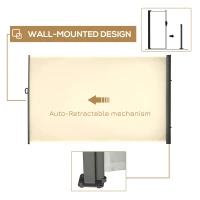 Outsunny Retractable Sun Side Awning Screen Fence for Patio, Garden Wall, Balcony Screening Panel, Outdoor Blind Privacy Divider (3x2M, Cream)(m-4)