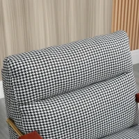 HOMCOM Modern Accent Chair Linen Fabric Armchair with Houndstooth Pattern Gold Steel Legs for Living Room and Bedroom(m-8)