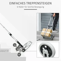 DURHAND Opvouwbare Steekwagen met 6 Wielen, inclusief Bevestigingsband, automatische Opvouwfunctie, Zilver + Zwart(m-5)