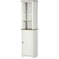 kleankin Bathroom Cabinet, Tall Storage Cabinet with Door and Adjustable Shelves, 39.5 x 30 x 160 cm, White(m-11)