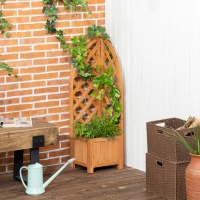 Outsunny Buitenzonnig verhoogd bed met latwerk, bloembak, bloempot, plantenpot bruin(m-2)