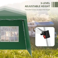 Outsunny Pop Up Gazebo Canopy Tent with 2 Sidewalls and Carry Bag, Height Adjustable, UV50+ Party Tent Event Shelter for Garden, Patio, 2.4 x 2.4m Top / 2.9 x 2.9m Base, Green(m-6)