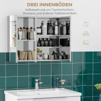 kleankin spiegelkast, wandkast, badkamerkast met 3 deuren, RVS(m-4)