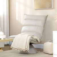 HOMCOM Stoel, draaibaar, verstelbare rugleuning, lederlook, stalen frame, lichtgrijs, 62 x 62 x 95 cm(m-10)