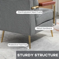 HOMCOM Modern Accent Chair Linen Fabric Armchair with Houndstooth Pattern Gold Steel Legs for Living Room and Bedroom(m-6)