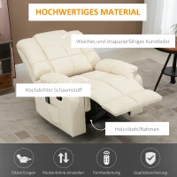 HOMCOM massagestoel, fauteuil, 8 trillingspunten, ligfunctie, kunstleer, roomwit, 94x99x99cm(m-6)