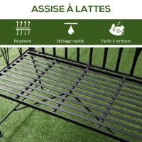Outsunny Ensemble de banc de Jardin 2 places et de 2 coussins matelas assise - métal façon fer forgé et polyester(m-6)