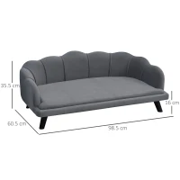 PawHut Dog Sofa, Pet Couch Bed for Medium, Large Dogs, with Legs, Cushion - Grey(m-3)