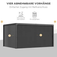 Outsunny Pergola, Pavillon, 4 Vorhänge, 1 ausziehbares Dach, Sonnenschutz, Grau(m-5)