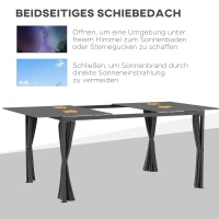 Outsunny Pergola, Pavillon, 4 Vorhänge, 1 ausziehbares Dach, Sonnenschutz, Grau(m-4)