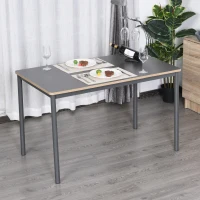 HOMCOM Dining Table, Kitchen Table with Steel Frame for 4 People,Minimum Style Small Working Desk for Living Room, Grey(m-10)
