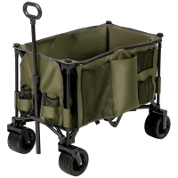 Outsunny Handcart opvouwbare bolderkar met verstelbaar handvat, zakken, groen