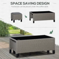 Outsunny 8 PCS Outdoor PE Rattan Sofa Set, Patio All Weather Twin Wicker Conservatory Corner Sofa Furniture, w/ Tempered Glass Coffee Table & Cushions for Lawn, Garden, Grey(m-6)