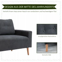 Sofa dwuosobowa z podłokietnikiem w skandynawskim wzornictwie ciemnoszara HOMCOM®(m-4)