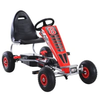 HOMCOM Kart Pedales Niños Coche de Pedales Deportivo con Asiento Ajustable Embrague y Freno para Niños de +5 Años Carga 50kg Juguete Exterior 129x59x70 cm(m-1)