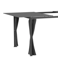 Outsunny Pergola, Pavillon, 4 Vorhänge, 1 ausziehbares Dach, Sonnenschutz, Grau(m-8)