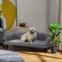 PawHut Dog Sofa, Pet Couch Bed for Medium, Large Dogs, with Legs, Cushion - Grey(m-10)