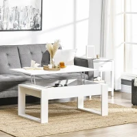 HOMCOM salontafel in hoogte verstelbare bijzettafel met verborgen opbergruimte salontafel lifttafel spaanplaat wit 105 x 79,5 x 59 cm(m-2)