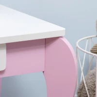 ZONEKIZ Toucador Infantil com Banco Espelho e Gaveta Mesa de Maquilhagem para Crianças entre 3-6 Anos 65,5x46x93cm Rosa(m-7)