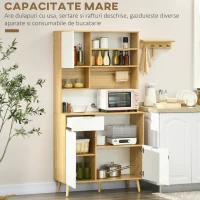 Homcom Dulap Bucatarie – 3 Usi, Sertar & Blat Deschis, Rafturi Reglabile(m-4)