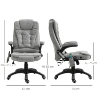 Vinsetto Office Chair, Ergonomic Desk Chair with 6-Point Massage and Back Heated, Microfiber Cloth Computer Gaming Chair with Arms, Lumbar Support, Grey(m-3)