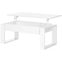 HOMCOM salontafel in hoogte verstelbare bijzettafel met verborgen opbergruimte salontafel lifttafel spaanplaat wit 105 x 79,5 x 59 cm(m-10)