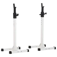 HOMCOM Heavy Duty Weight Bar Barbell Squat Stand Barbell Rack Spotter, for Home, Gym - Black(m-1)