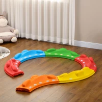 ZONEKIZ Kids Balance Beam, Kids 6 Pieces Stepping Stones Obstacle Course, for Ages 3-8 Years - Multicoloured(m-8)