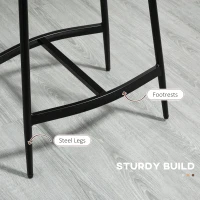 HOMCOM Breakfast Bar Stools Set of 2, Microfibre Upholstered Barstools, Industrial Bar Chairs with Curved Seat and Steel Frame for Dining Room, Kitchen, Brown(m-6)