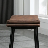 HOMCOM Breakfast Bar Stools Set of 2, Microfibre Upholstered Barstools, Industrial Bar Chairs with Curved Seat and Steel Frame for Dining Room, Kitchen, Brown(m-7)