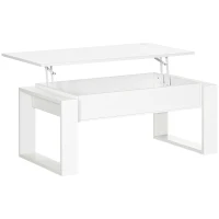 HOMCOM salontafel in hoogte verstelbare bijzettafel met verborgen opbergruimte salontafel lifttafel spaanplaat wit 105 x 79,5 x 59 cm(m-1)