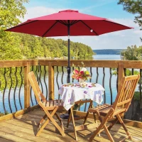 Outsunny Chapéu de Sol de Jardim Ø270x235cm Chapéu de Sol de Alumínio Reclinável com Manivela e 6 Hastes para Terraço Exterior Balcão Vermelho Escuro(m-4)