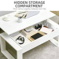 HOMCOM salontafel in hoogte verstelbare bijzettafel met verborgen opbergruimte salontafel lifttafel spaanplaat wit 105 x 79,5 x 59 cm(m-6)