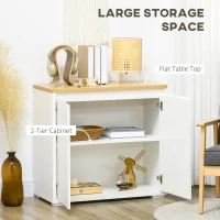 HOMCOM Kitchen Sideboard, Storage Cabinet with Double Doors and Adjustable Shelf for Living Room, Entryway, White(m-4)