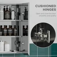 kleankin Bathroom Mirror Cabinet, Wall Mounted Medicine Cabinet with Hinged Door, Storage Shelves for Laundry Room(m-6)