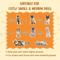 PawHut Huisdierentrap met bed, uitschuifbare trap, gestoffeerd, 84 cm x 45 cm x 49 cm, lichtgrijs(m-4)