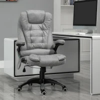 Vinsetto Office Chair, Ergonomic Desk Chair with 6-Point Massage and Back Heated, Microfiber Cloth Computer Gaming Chair with Arms, Lumbar Support, Grey(m-2)