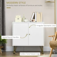 HOMCOM Storage Cabinet Slim Sideboard with Golden Hairpin Legs Adjustable Shelves for Living Room Dining Room Hallway White(m-4)