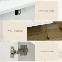 HOMCOM Storage Cabinet Slim Sideboard with Golden Hairpin Legs Adjustable Shelves for Living Room Dining Room Hallway White(m-7)