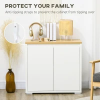 HOMCOM Kitchen Sideboard, Storage Cabinet with Double Doors and Adjustable Shelf for Living Room, Entryway, White(m-7)