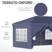 Outsunny Gazebo 6x3 m Pieghevole da Giardino, in Acciaio e Poliestere con 6 Pannelli Laterali, Blu(m-6)