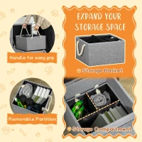 PawHut Huisdierentrap met bed, uitschuifbare trap, gestoffeerd, 84 cm x 45 cm x 49 cm, lichtgrijs(m-6)