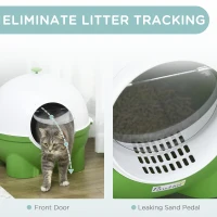 PawHut Large Cat Litter Box, with Scoop, Front Entrance, 53 x 51 x 48cm -Green(m-4)