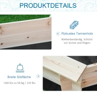 Outsunny Piaskownica z pokrywą o ośmiokątnym kształcie, wykonana z litego drewna, bez dna, dla dzieci w wieku od 3 do 8 lat, kolor naturalny + niebieski, wymiary 139,5 x 139,5 x 21,5 cm(m-6)