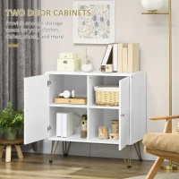 HOMCOM Storage Cabinet Slim Sideboard with Golden Hairpin Legs Adjustable Shelves for Living Room Dining Room Hallway White(m-5)