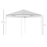 Outsunny Gazebo Pieghevole 2.5 x 2.5 m Impermeabile con Corde e Picchetti, in Acciaio e Tessuto Oxford, Bianco(m-3)