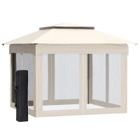 Outsunny Faltpavillon mit Seitenwänden Weiß 3,25 x 3,25 x 2,65 m(m-1)