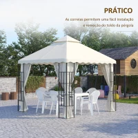 Outsunny Toldo de Substituição para Pérgola com Teto Duplo e 10 Orifícios de Drenagem 2,95x2,95 cm Creme(m-6)